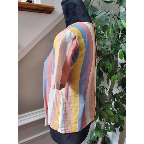 Madewell Women's Multicolor Cotton Round Neck Short Sleeve Top Blouse Size 2XS - Picture 6 of 10
